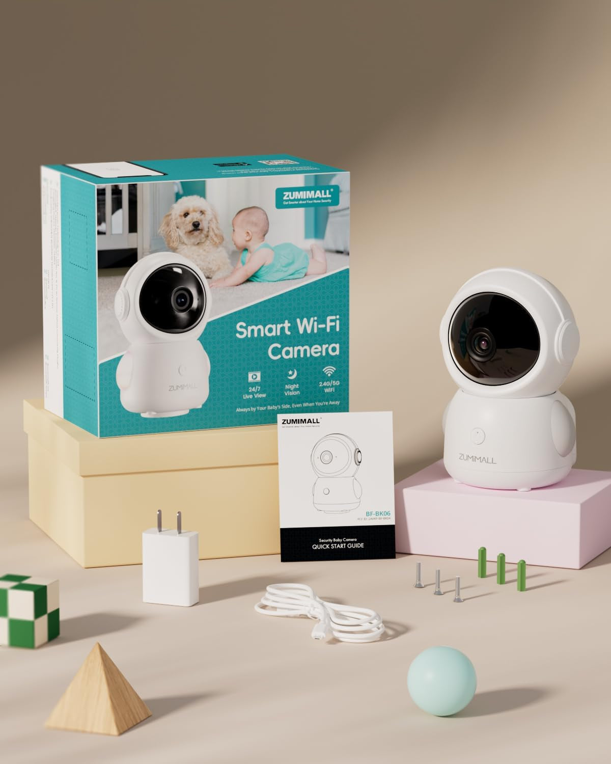 360° Indoor Security Camera, 3MP Baby Monitor Camera, 24/7 Recording Wired Security Camera, Security Cameras Wireless Outdoor with Magnetic Mount