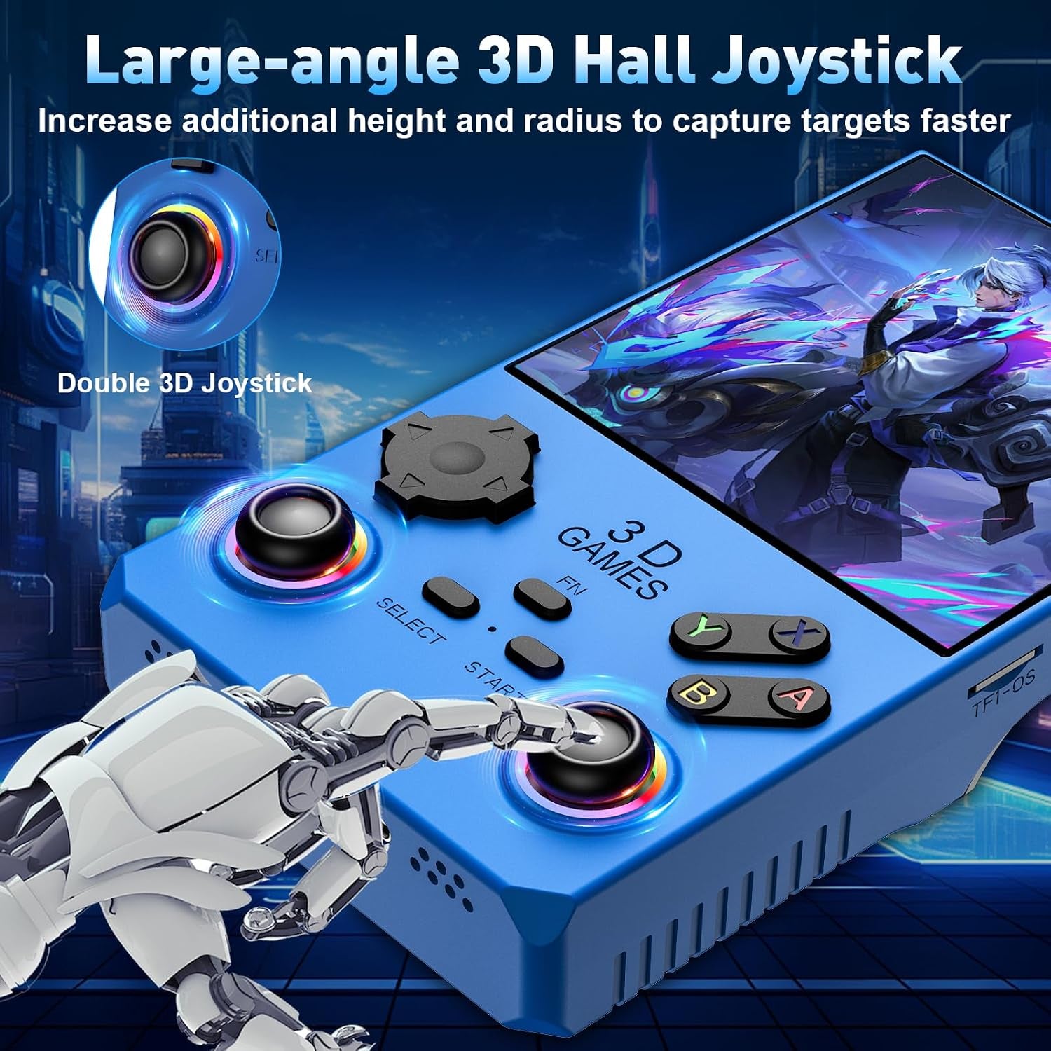 Hugawello R40 MAX Retro Handheld Game Console 4'' IPS 256GB 45 Emulators Linux [Blue]