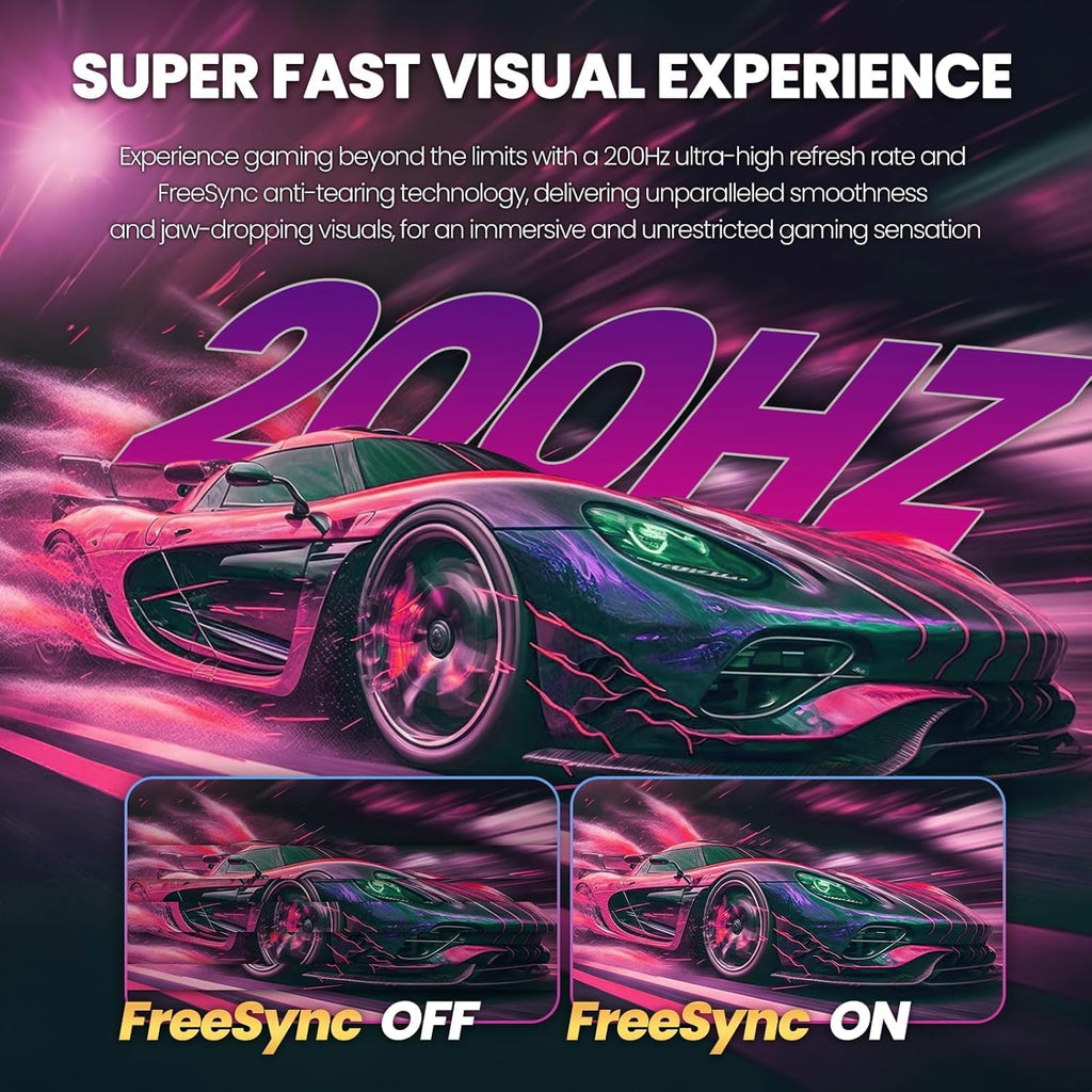 27 Inch Curved Gaming Monitor 200Hz|180Hz|144Hz 1Ms FHD 1080P Computer Screen Freesync|130% Srgb|Hdr|Low Blue Light|Hdmi DP Ports|Vesa Mount|Metal Stand