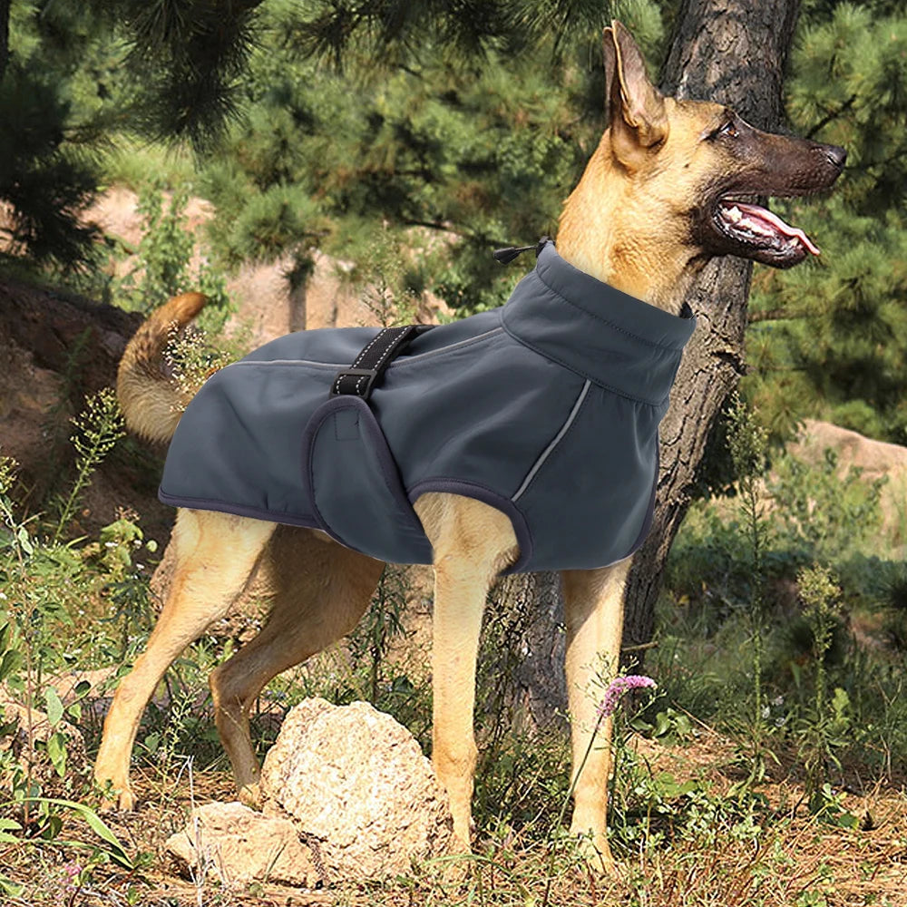 Waterproof Dog Vest Clothes Warm Padded Pet Winter Clothing Jacket Coat Large Dogs Labrador Outfit with Reflective Nylon Rope