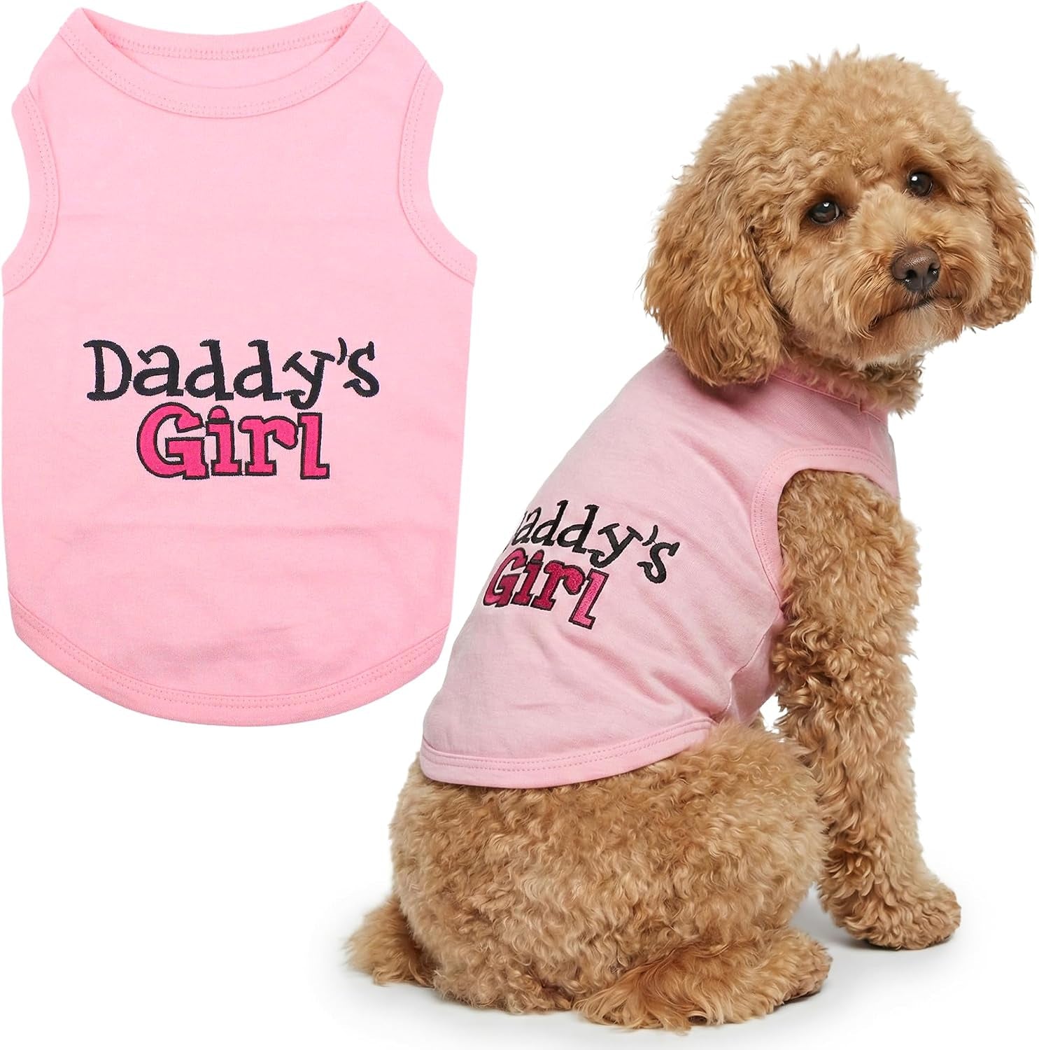 Dog Shirt – 100% Cotton Shirts for Large Dogs – Pink Sleeveless Puppy Clothes – Lightweight and Breathable Dog Apparel – Girl Dogs Clothes - Stretchy Daddy’S Girl Pet Shirt