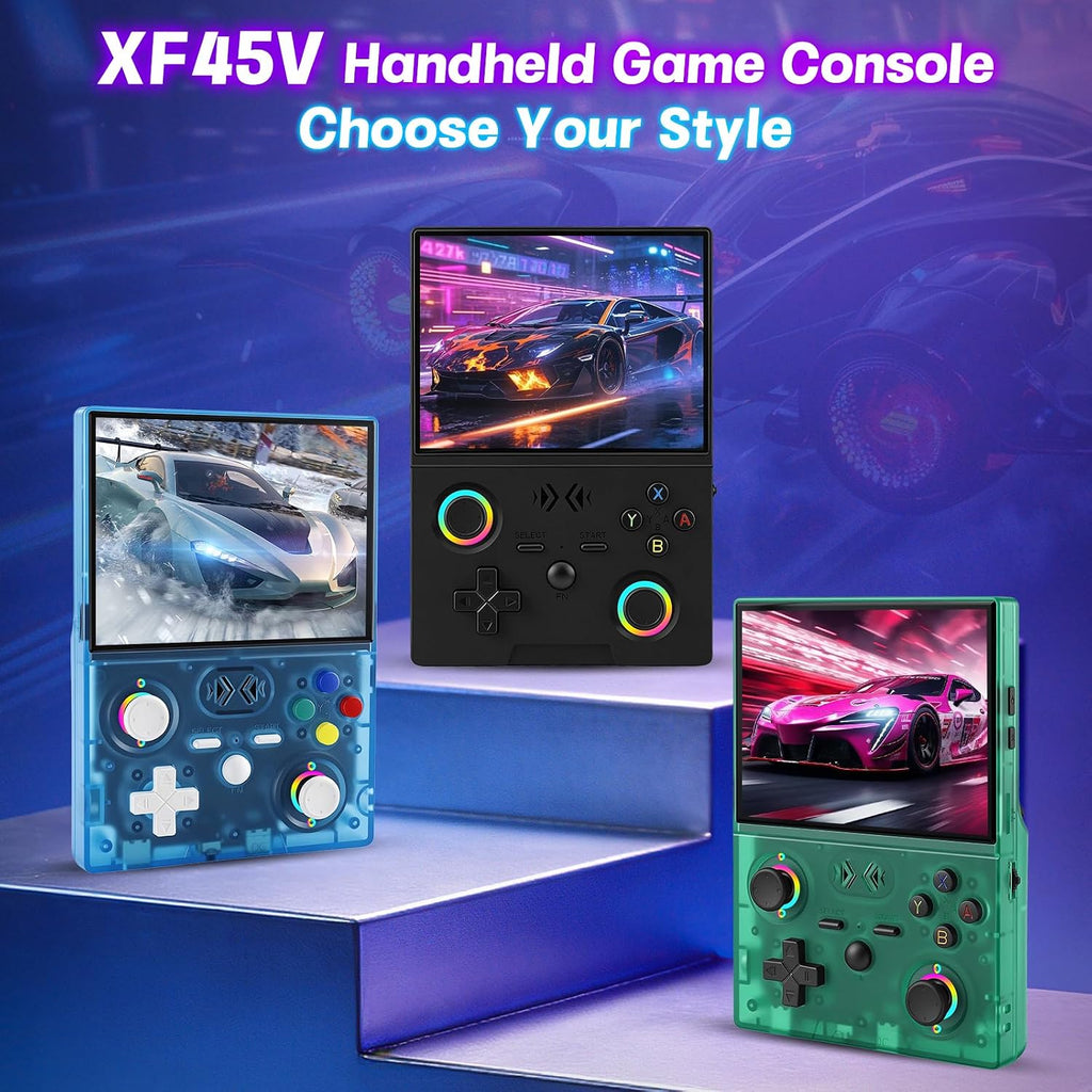 XF45V Retro Handheld Game Console, 4.5 Inch IPS HD Screen, Built-In 20,000+ Classic Games, 30+ Emulators, Portable Hand Held Open Source Linux System, 4000Mah Battery Retro Gaming Console(Black)