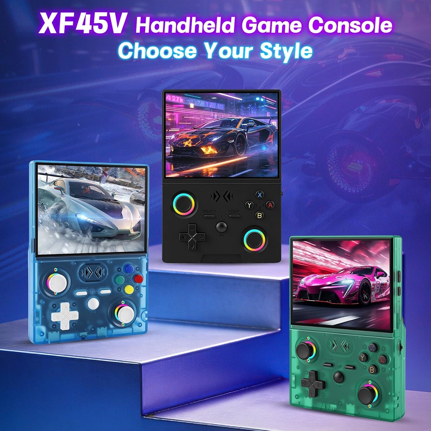 XF45V Retro Handheld Game Console, 4.5 Inch IPS HD Screen, Built-In 20,000+ Classic Games, 30+ Emulators, Portable Hand Held Open Source Linux System, 4000Mah Battery Retro Gaming Console(Black)