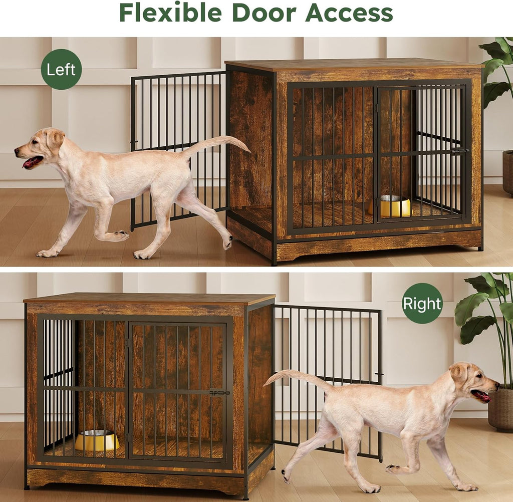Extra Large Dog Crate 42 Inch, Large Dog Furniture Kennel Indoor with 3 Doors, Wooden Dog Cage End Table, XXL Heavy Duty Dog Crates for Large Medium Dogs | Heavy Duty Dog Crate Furniture for Medium Large Dogs with 3 Doors, Furniture Style Dog Kennel End Table