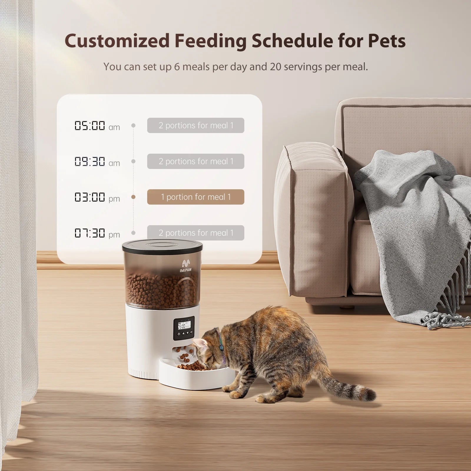 Automatic Cat Feeders, 3L Timed Cat Food Dispenser with Clog-Free Design, Dog Pet Feeder
