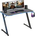 Gmaing Desk Z Shaped 47 Inch Gaming Workstation Ergonomic Gaming Table PC Computer Desk with Headphone Hook for Game Players, Blue