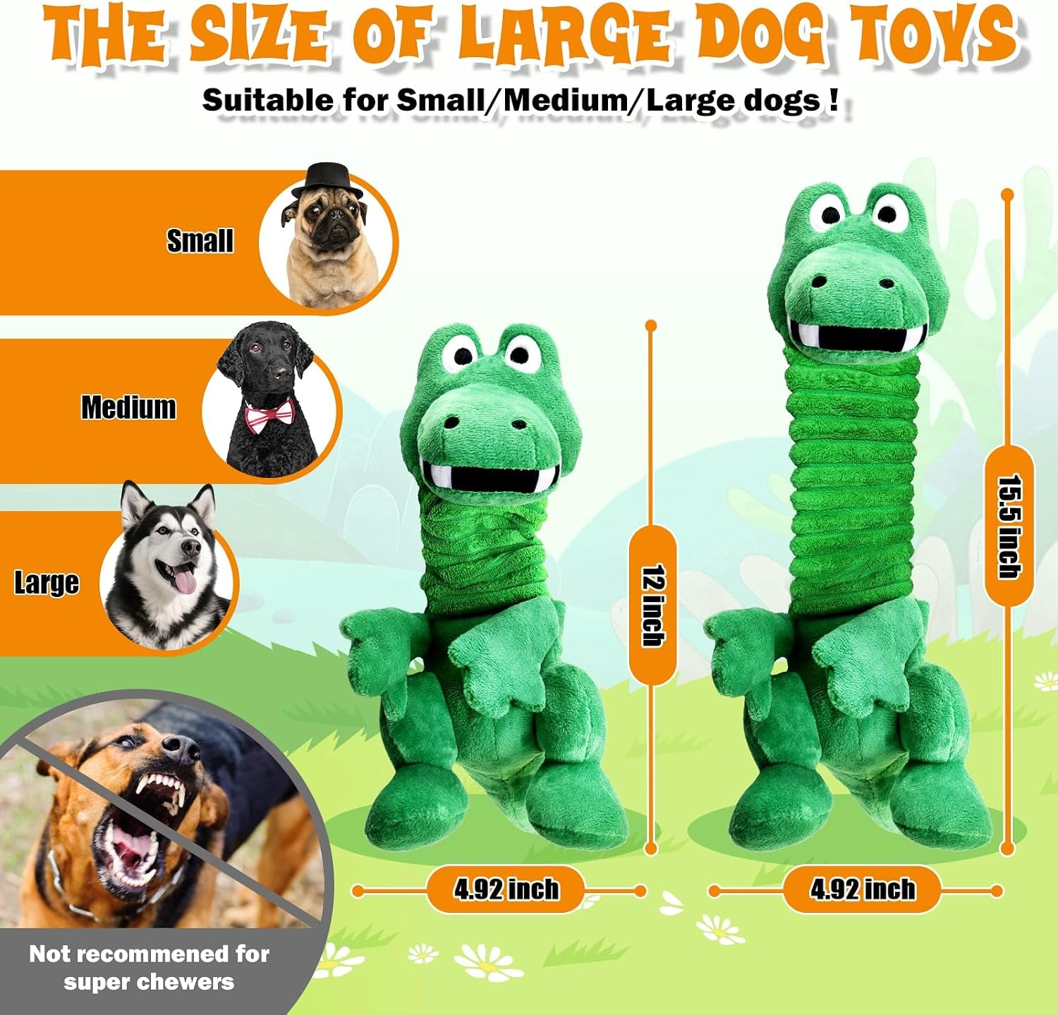 Large Squeaky Dog Toys:Plush Tug of War Dog Toys with Crinkle-Interective Chew Toys for Small,Medium,And Large Breeds- Puppy Toys Keep Them Busy&Dental Exercise