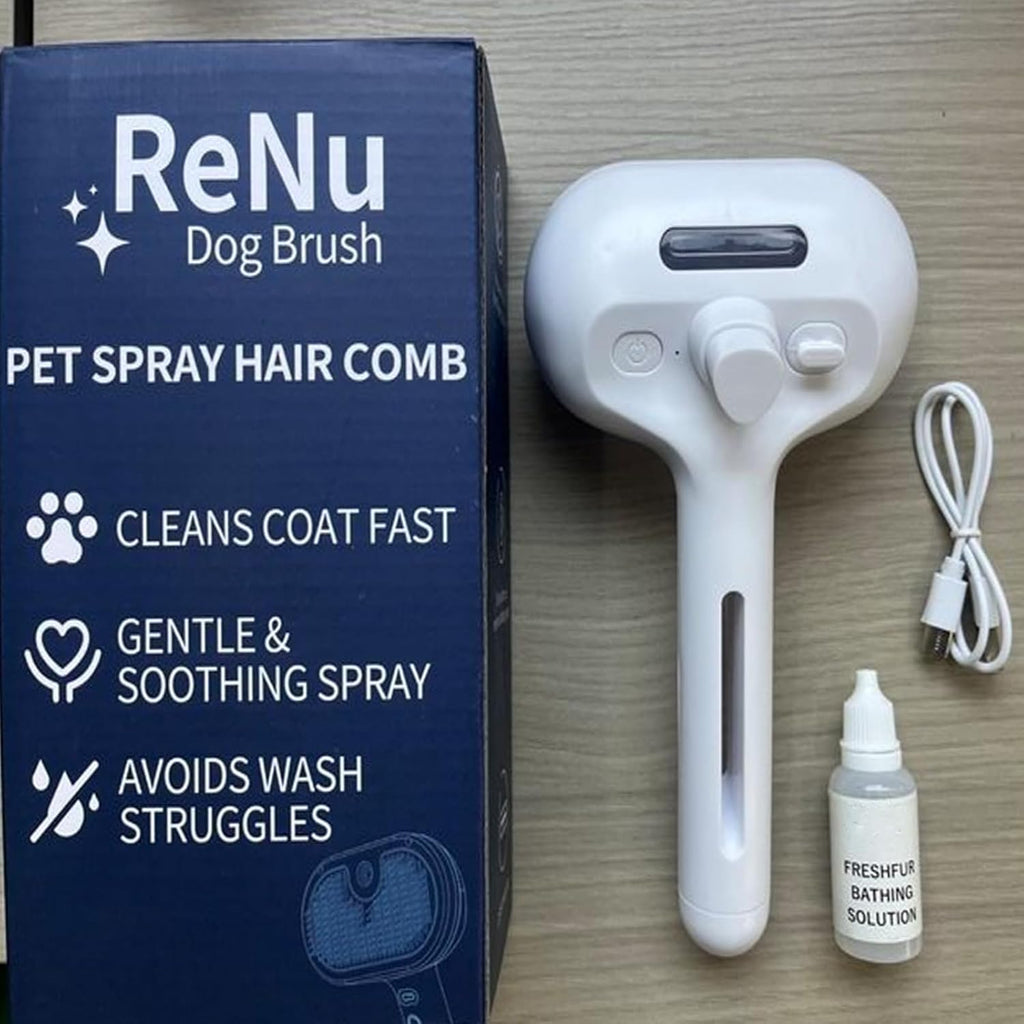 3-In-1 Self-Cleaning Steamy Pet Brush for Dogs & Cats, Fresh Fur Shower Brush That Removes Loose Hair, Reduces Shedding, Grooming Tool for Long & Short Hair, Wet or Dry Use (Pink)