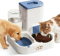 Automatic Cat Feeder & Water Dispenser – Gravity Cat Feeding Station with Stainless Steel Bowl, 2.2L Food & 1L Water Capacity, Automatic Pet Feeder for Cats & Small Dogs (Blue)