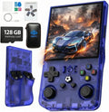 R36MAX Handheld Retro Game Console,4.0" IPS 720X720 HD Screen,128Gb with 30,000+ Classic Games Pre-Loaded,Open Source Linux,4000Mah Battery,Portable Plug & Play Retro Gaming Gift for Adults,Blue