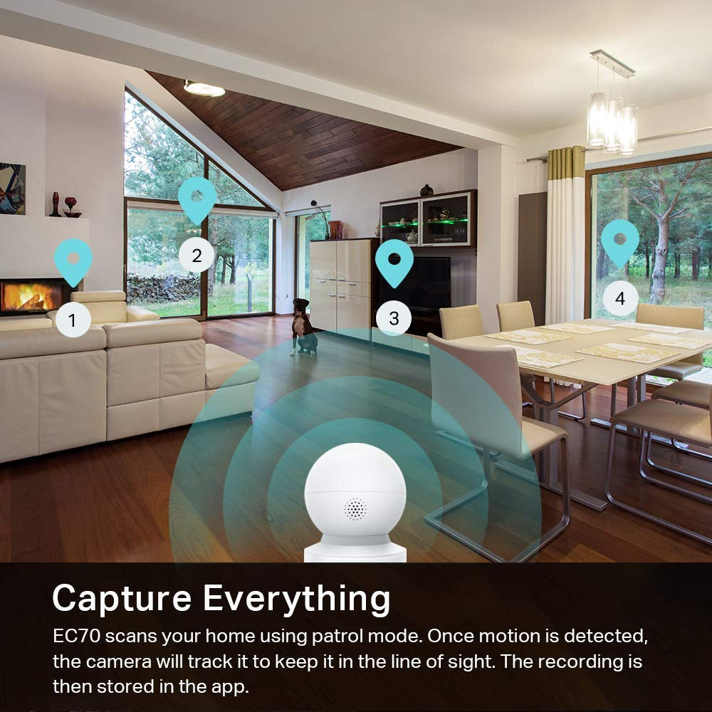 4MP 2K Security Camera Outdoor Wired & Pan/Tilt Smart Security Camera, 1080P HD Dog Camera 2.4Ghz with Night Vision, Motion Detection