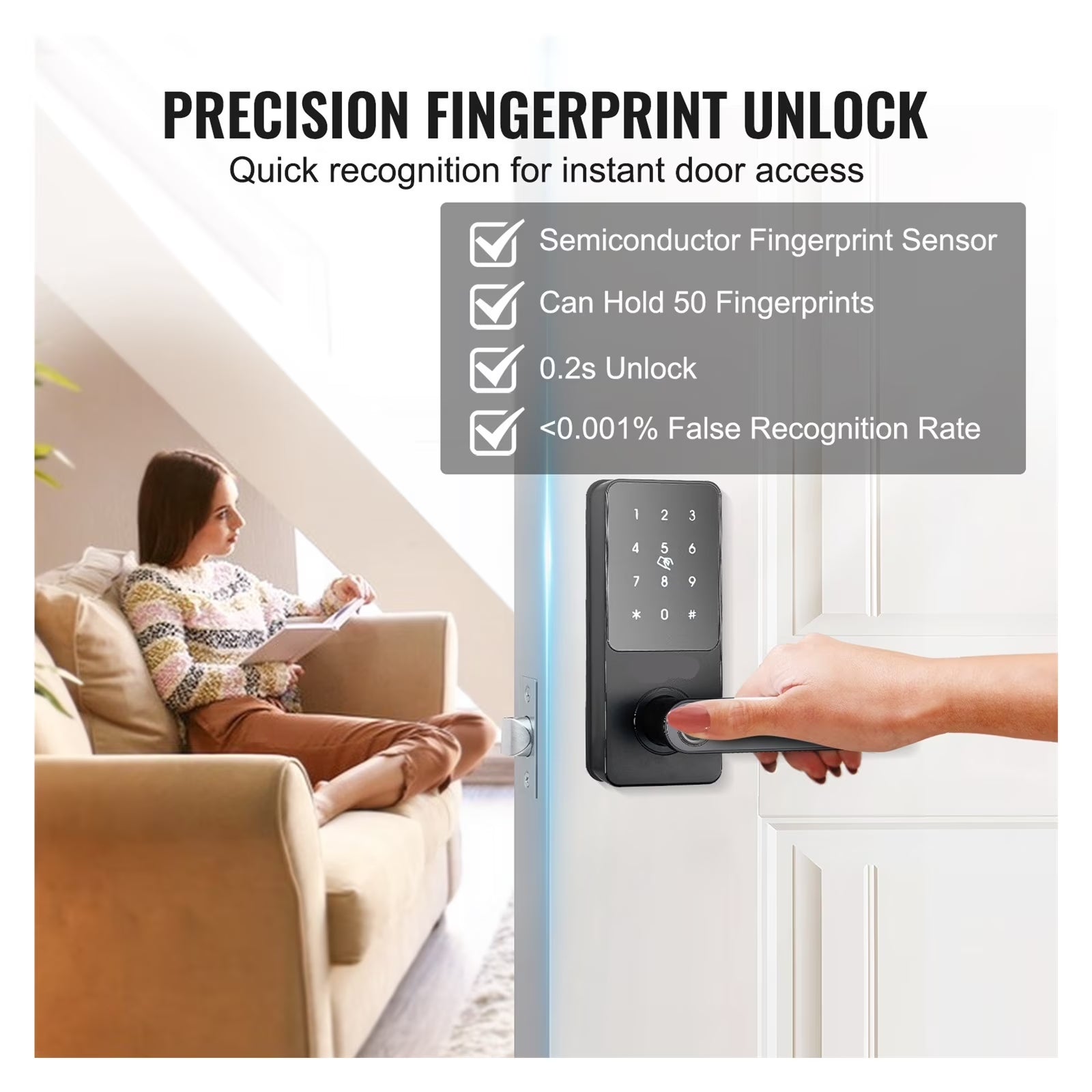 Smart Lock 5 in 1 Smart Door Knob Fingerprint Deadbolt with App Control Bluetooth Smart Lock Keyless Entry Door Lock