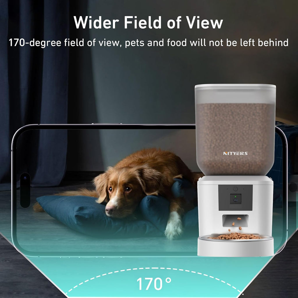 Automatic Dog & Cat Feeder with Camera & Wifi – 8L/34 Cups, 1080P Night Vision, 2.4 & 5G Wifi, 2-Way Talk, 10S Voice Recording, Timed Food Dispenser, up to 99 Portions, 15 Meals per Day