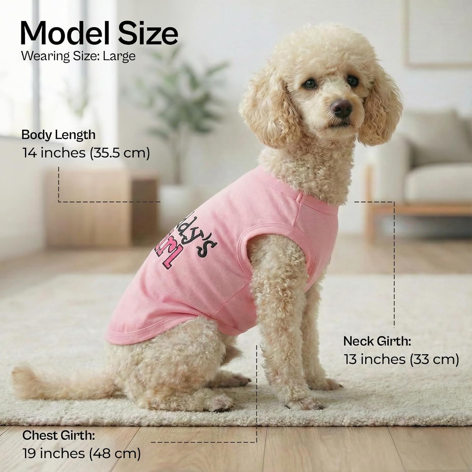 Dog Shirt – 100% Cotton Shirts for Large Dogs – Pink Sleeveless Puppy Clothes – Lightweight and Breathable Dog Apparel – Girl Dogs Clothes - Stretchy Daddy’S Girl Pet Shirt