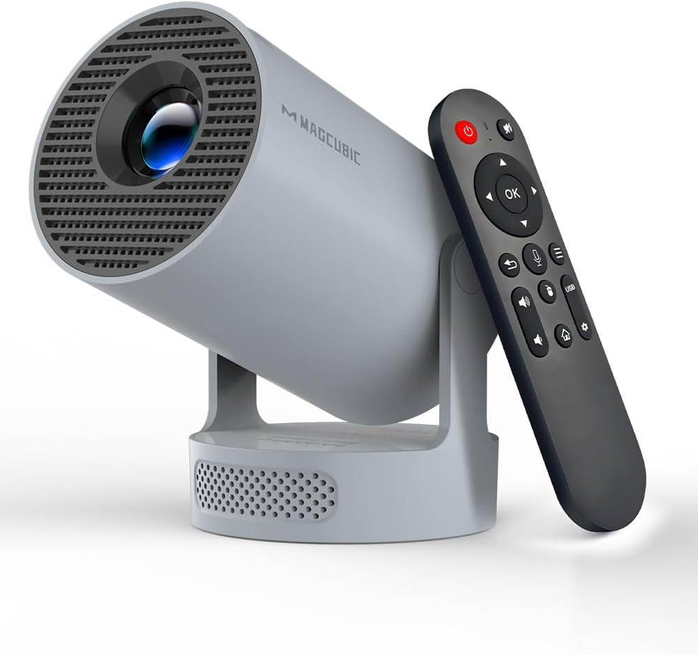 Mini Projector 4K Support, Portable Projector with Wifi 6 and Bluetooth 5.4, 5W Soundbase Speaker, Smart Proyector with Auto Vertical Keystone 180°Rotatable for Movie Home Outdoor