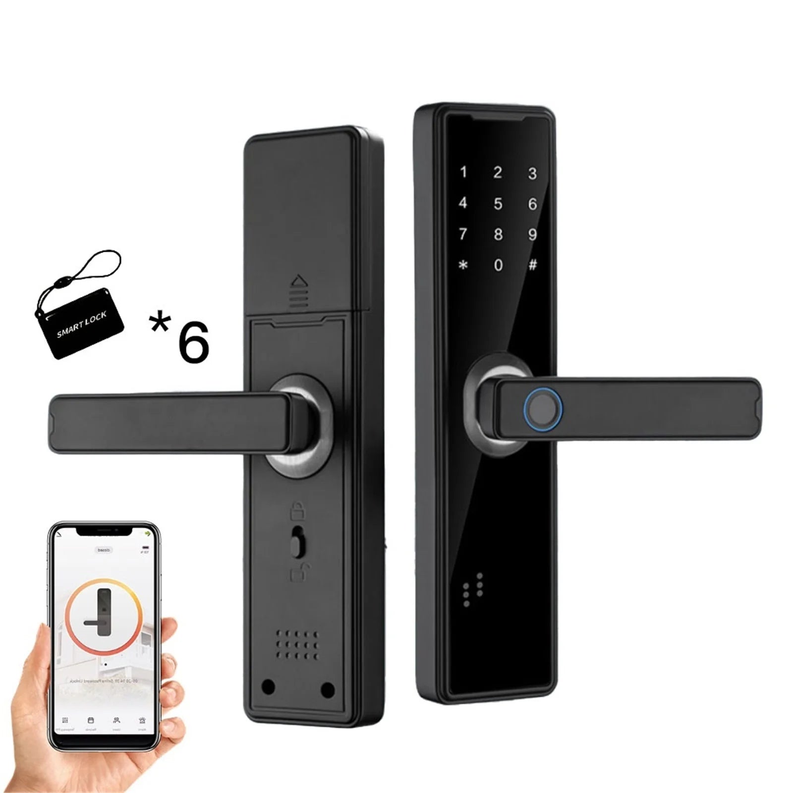 Smart Door Lock Biometric Fingerprint Remote Unlocking Keyless Card Password Lock Electronic Door Lock