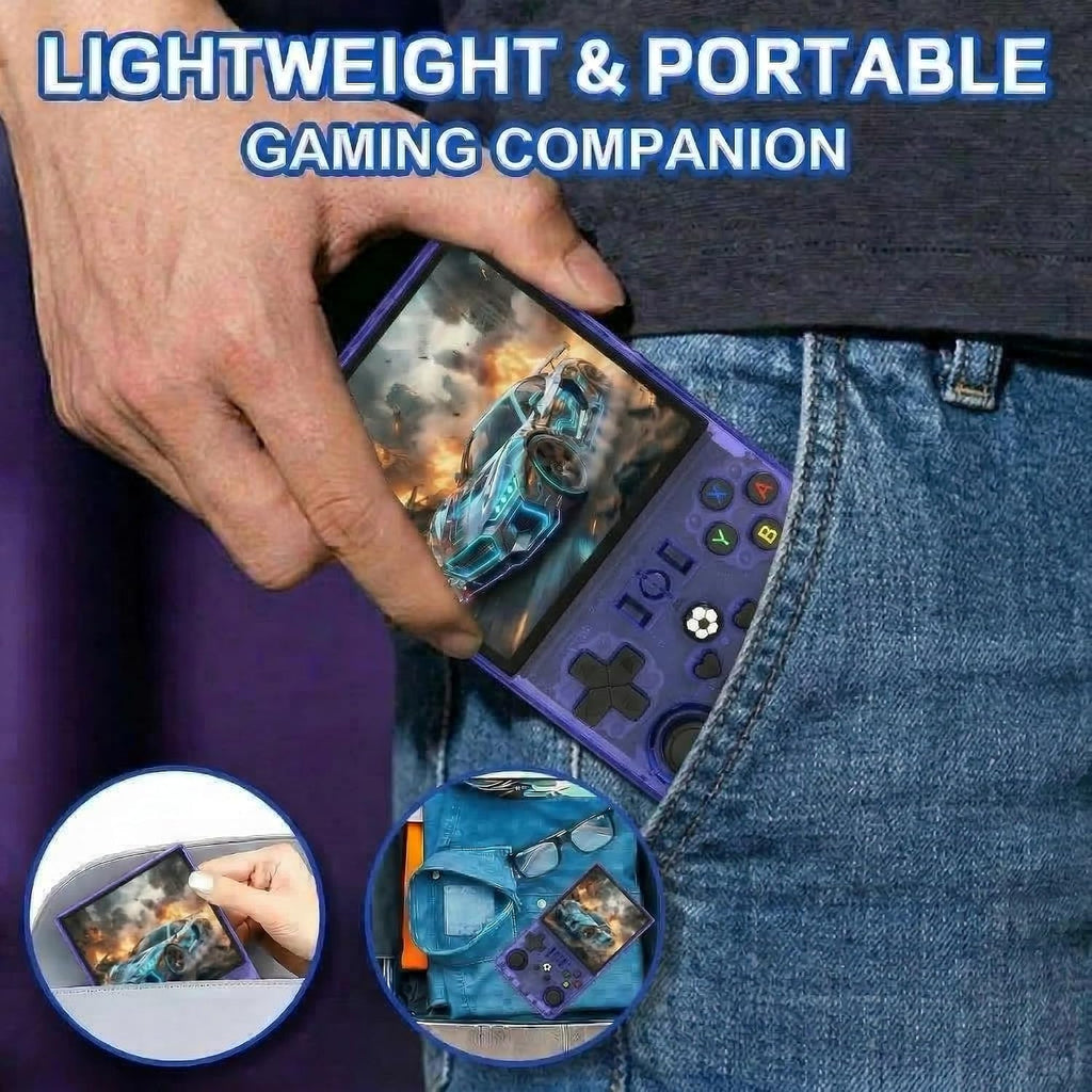 R36MAX Handheld Retro Game Console,4.0" IPS 720X720 HD Screen,128Gb with 30,000+ Classic Games Pre-Loaded,Open Source Linux,4000Mah Battery,Portable Plug & Play Retro Gaming Gift for Adults,Blue