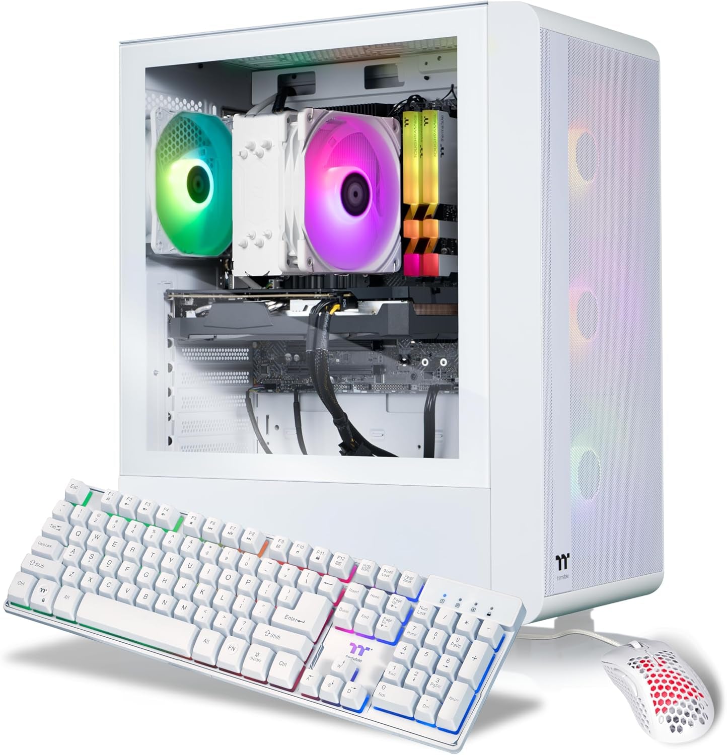 Thermaltake LCGS Quartz R66 Gaming Desktop (AMD Ryzen™ 5 5600, Toughram DDR4 3600Mhz 16GB RGB Memory, AMD Radeon™ RX 6600, 1TB Nvme M.2, Wifi, Windows 11) S2QT-B550-R66-LCS