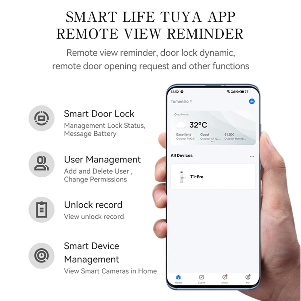Smart Door Lock Digital Electronic Lock Smart Home Wooden Door Lock Biometric Fingerprint ,Easy to Install