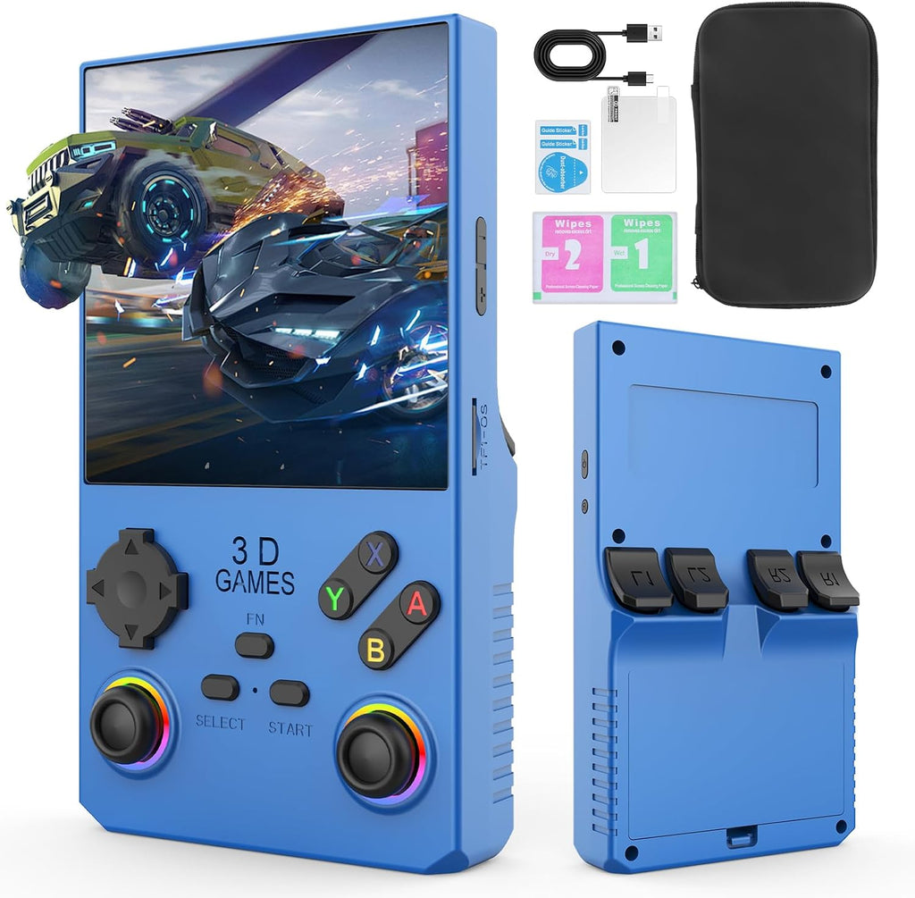 Hugawello R40 MAX Retro Handheld Game Console 4'' IPS 256GB 45 Emulators Linux [Blue]