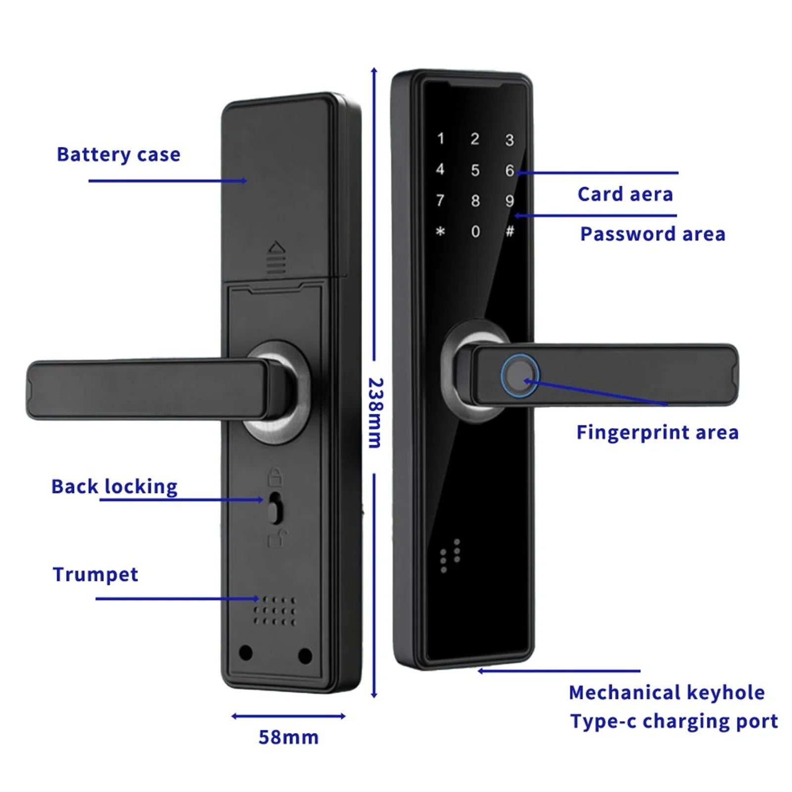 Smart Door Lock Biometric Fingerprint Remote Unlocking Keyless Card Password Lock Electronic Door Lock