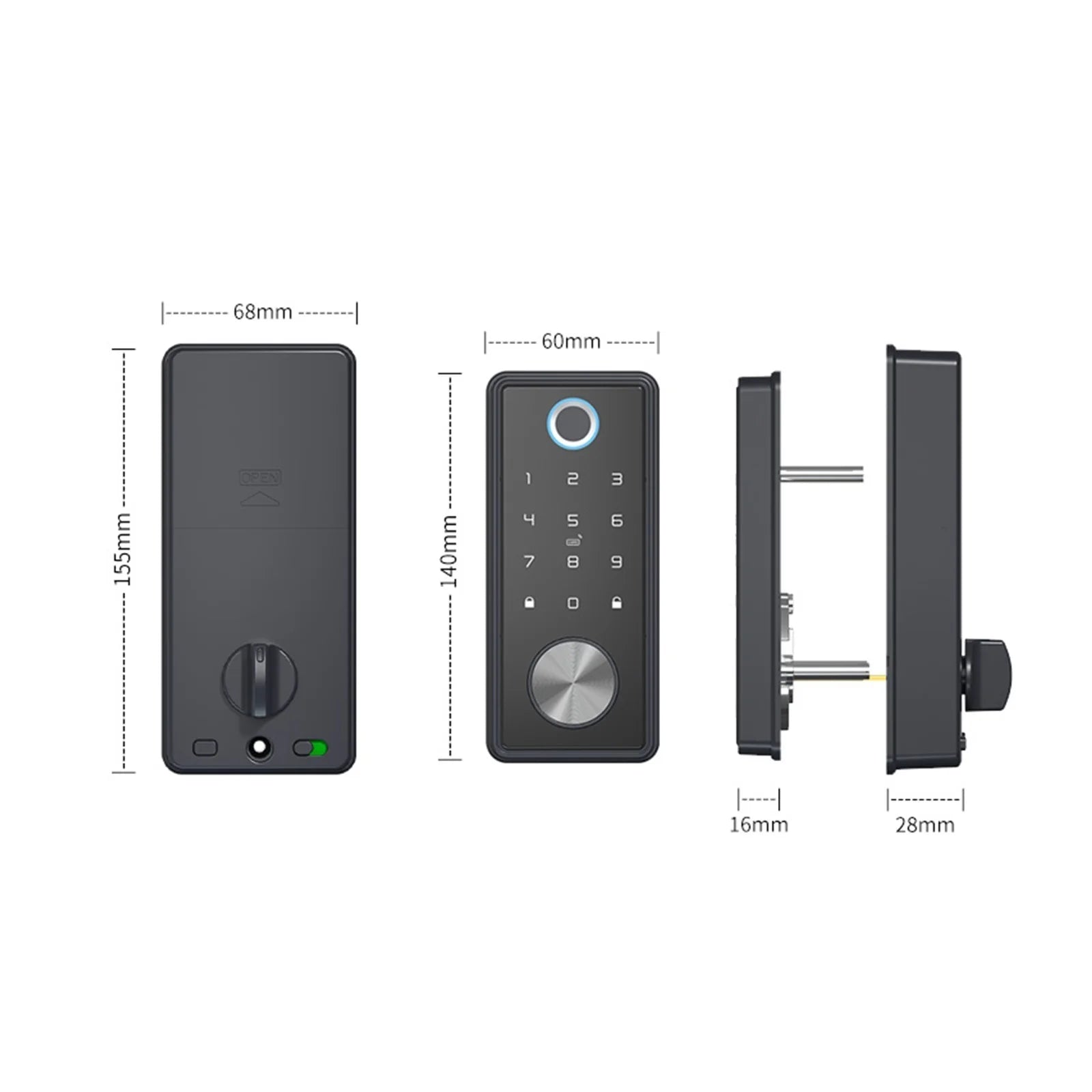 Door Lock, Tuya App Fingerprint Keyless without Handle Lock Cerradura Inteligente Biometric Deadbolt Electronic Smart Door Lock ,Easy to Install
