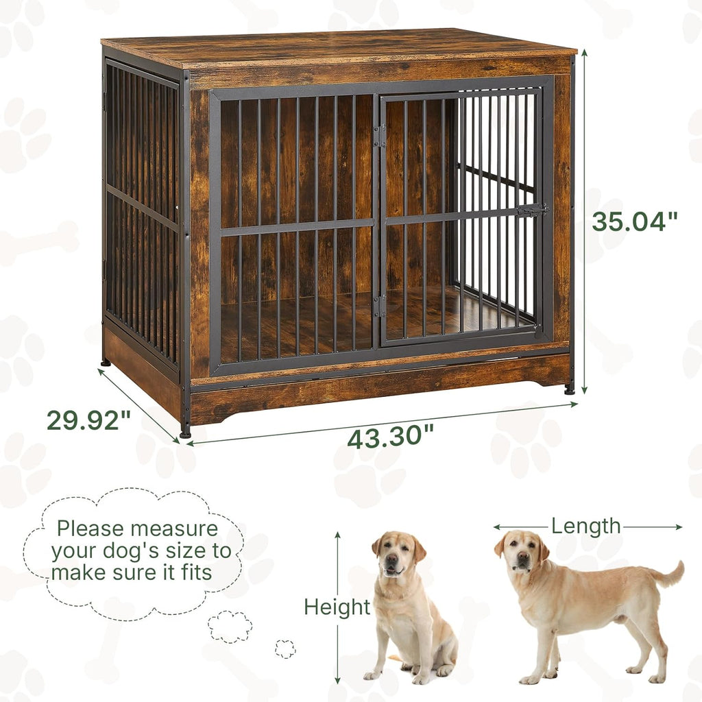 Extra Large Dog Crate 42 Inch, Large Dog Furniture Kennel Indoor with 3 Doors, Wooden Dog Cage End Table, XXL Heavy Duty Dog Crates for Large Medium Dogs | Heavy Duty Dog Crate Furniture for Medium Large Dogs with 3 Doors, Furniture Style Dog Kennel End Table