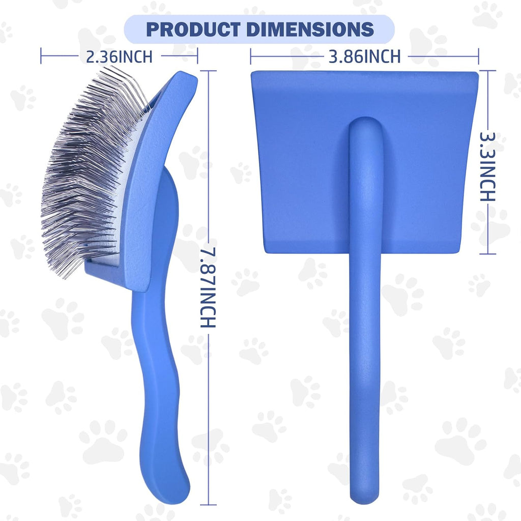 Dog Slicker Brush for Golden Doodle Grooming Kit - Dematting Brushes for Goldendoodles, Labradoodles, Poodles - Pet Hair Brush for Medium & Long Haired Dogs - Large (Blue)