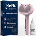 3-In-1 Self-Cleaning Steamy Pet Brush for Dogs & Cats, Fresh Fur Shower Brush That Removes Loose Hair, Reduces Shedding, Grooming Tool for Long & Short Hair, Wet or Dry Use (Pink)