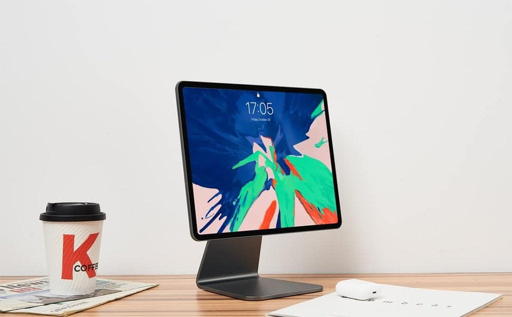 High Stability Ipad Pro Stand, Magnetic Adjustable Holder Mount for Apple Ipad Air 13'' & Ipad Pro 12.9'' 3Rd/4Th/5Th/6Th Gen - Grey