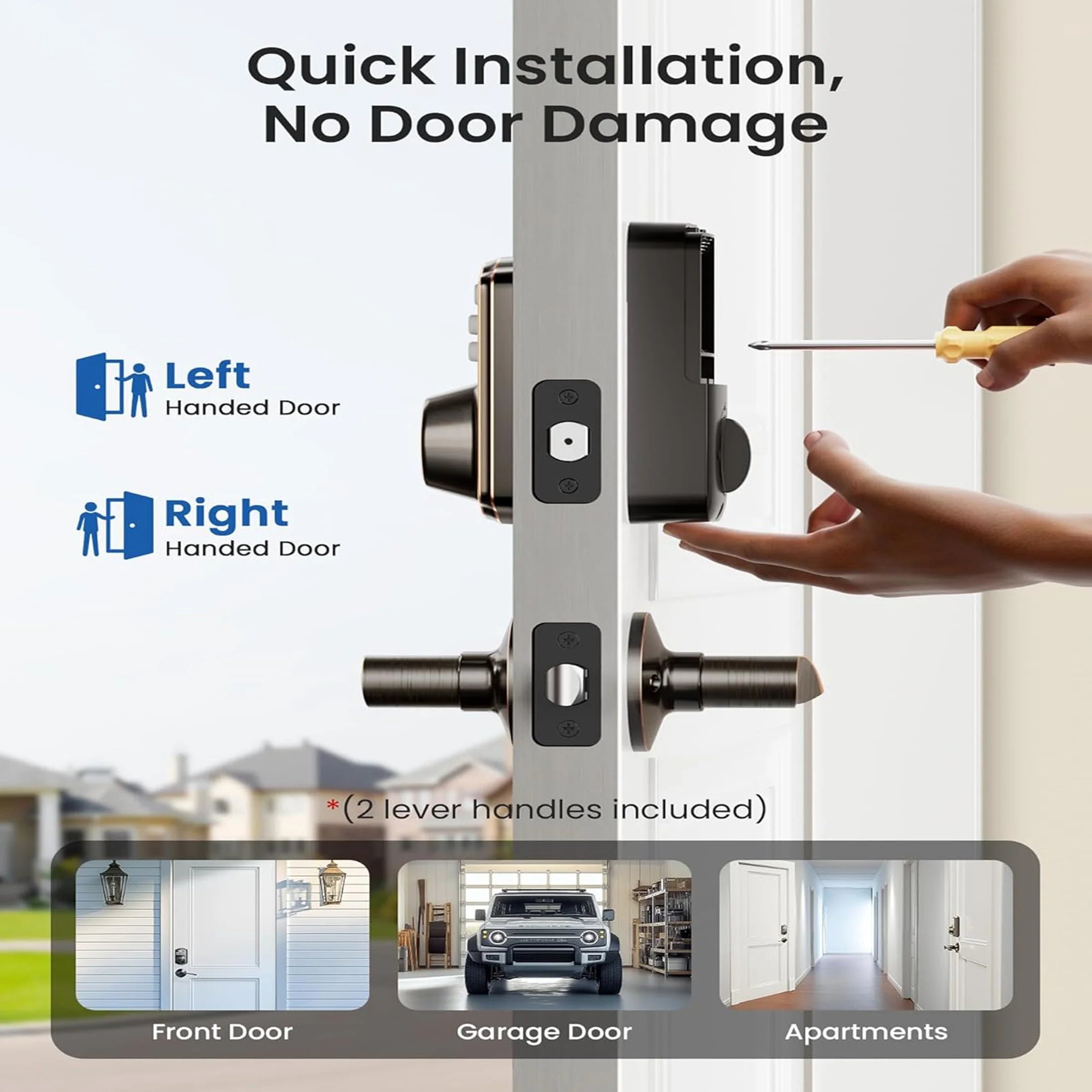 Keyless Entry Door Lock with Handle, Electronic Keypad Deadbolt, Smart Door Lock, Oil Rubbed Bronze