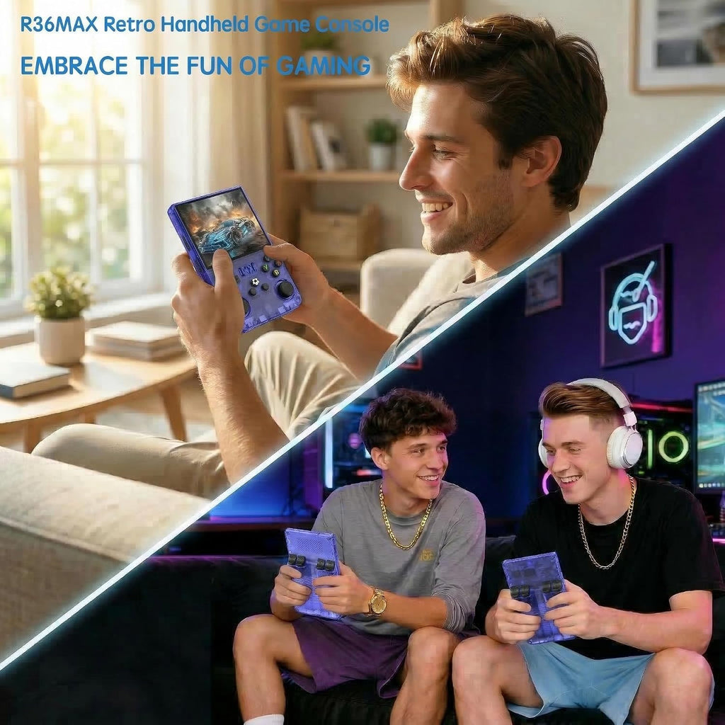 R36MAX Handheld Retro Game Console,4.0" IPS 720X720 HD Screen,128Gb with 30,000+ Classic Games Pre-Loaded,Open Source Linux,4000Mah Battery,Portable Plug & Play Retro Gaming Gift for Adults,Blue