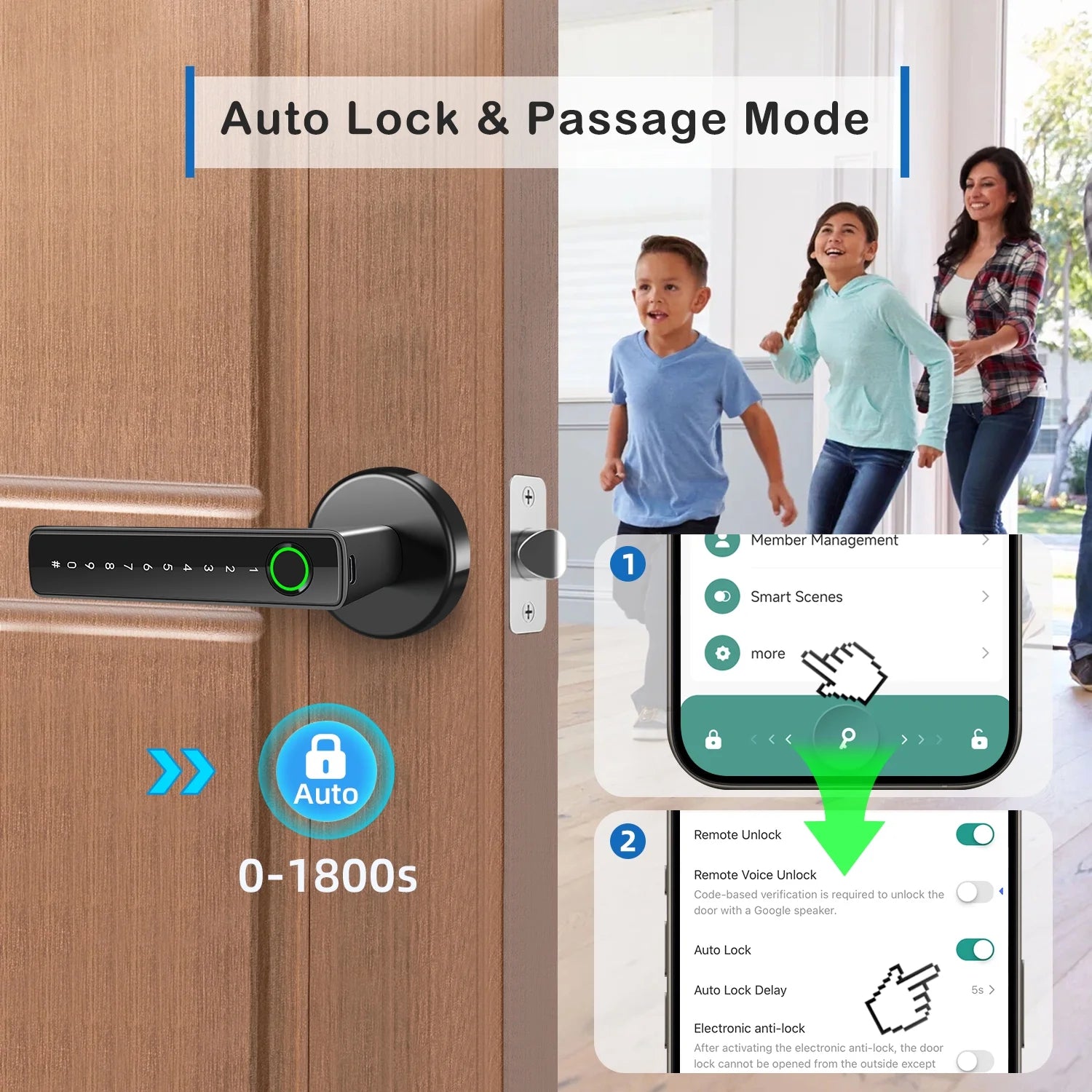 Smart Lock,Fingerprint Door Lock,Keyless Entry Door Lock with App Control,Smart Door Lock for Bedroom Home Office Apartment