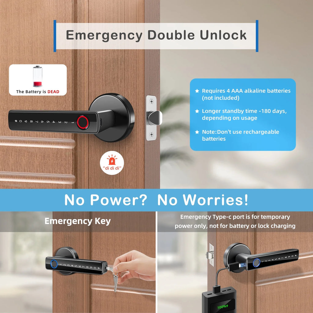 Smart Lock,Fingerprint Door Lock,Keyless Entry Door Lock with App Control,Smart Door Lock for Bedroom Home Office Apartment