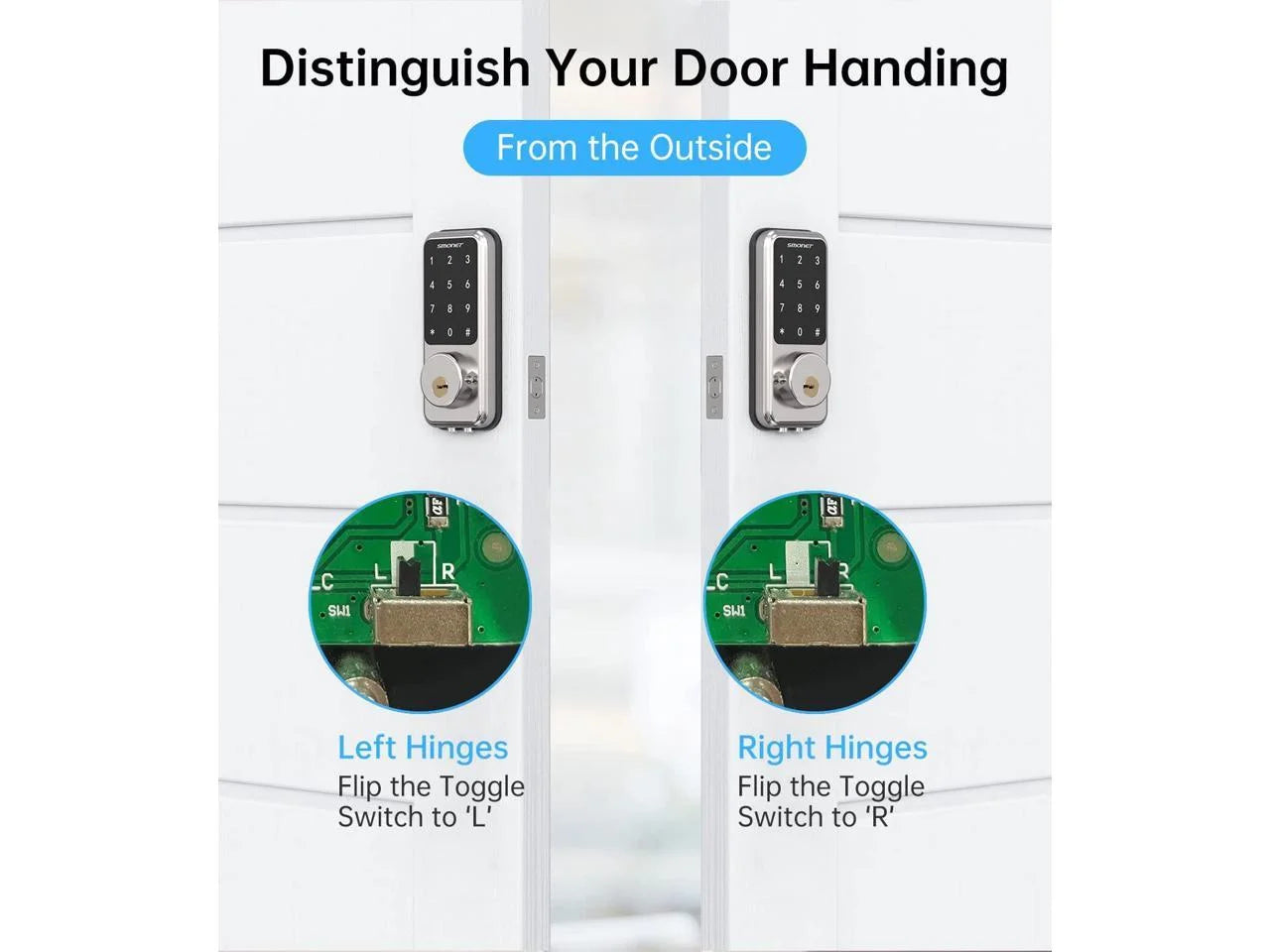 Smart Lock Front Door,  Keyless Entry Door Lock with Handle, Smart Front Door Lock Set Smart Deadbolt Bluetooth Electronic Digital Keypad Lock, Auto Lock Work with Alexa Silver