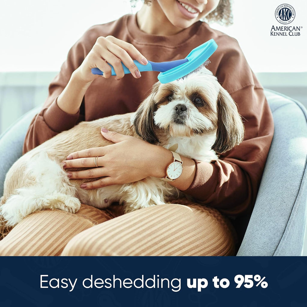AKC Deshedding Slicker Brush for Dogs & Cats, Coated Tips | Skin-Friendly Grooming Brush Removes Loose Hair and Detangles Fur for Dogs and Cats of All Breeds.