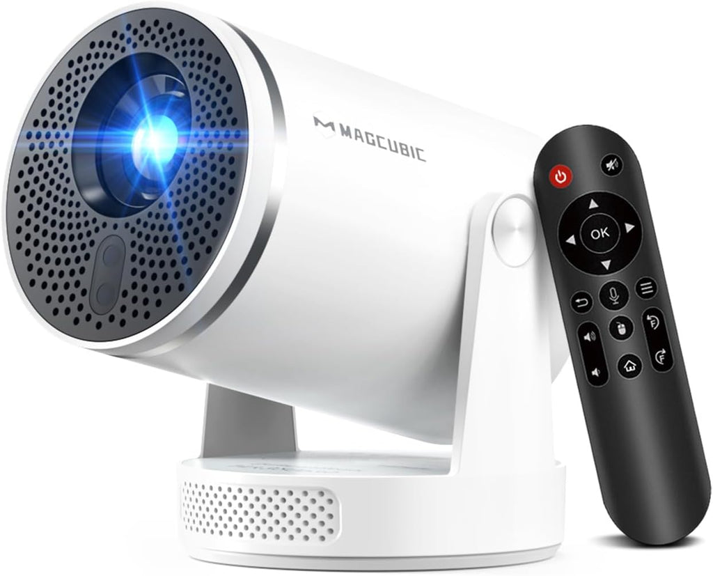 Mini Projector with Wifi 6 and Bluetooth 5.4, Smart Portable Projector 4K Support, Android 14 & 400 ANSI, Auto Focus & Keystone, 1080P Small Proyector  Hy320Pro for Bedroom, Movie, Outdoor