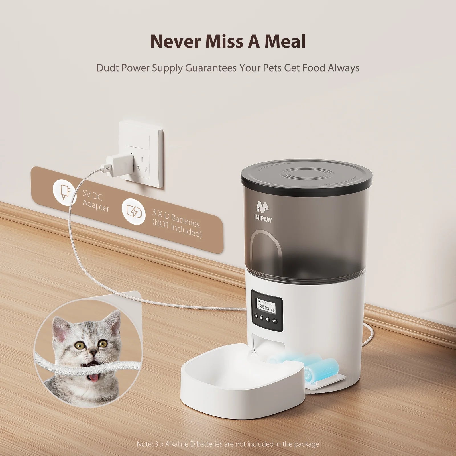 Automatic Cat Feeders, 3L Timed Cat Food Dispenser with Clog-Free Design, Dog Pet Feeder