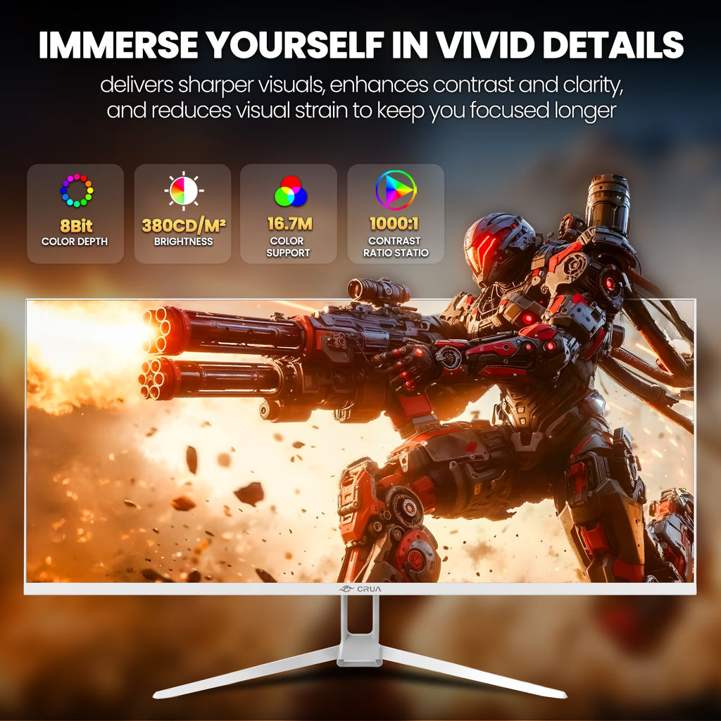 34" WQHD 165Hz Utrawide Gaming Monitor,3440X1440 21:9 IPS Gaming Monitor,Build-In Speakers,120% Srgb,Amd Freesync,Hdmi & Dp,Wall Mount Mount - White