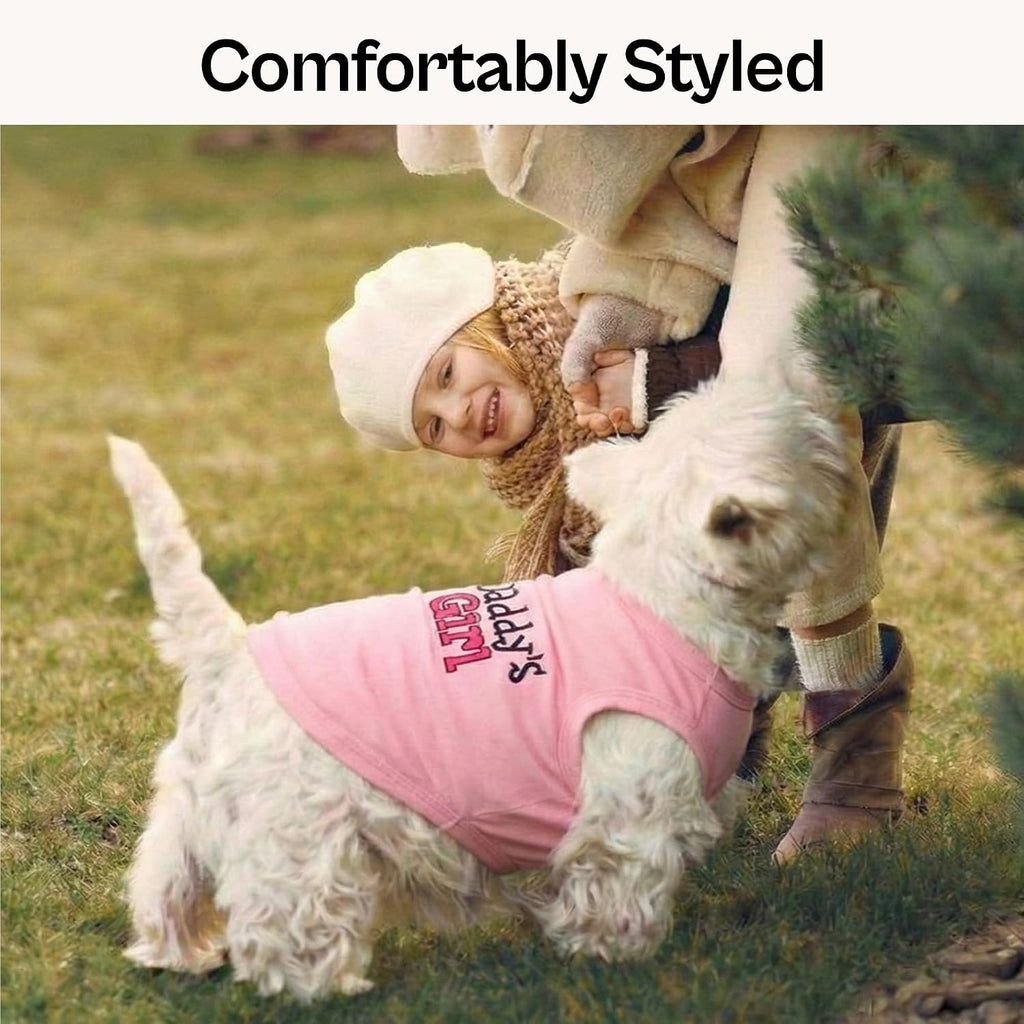 Dog Shirt – 100% Cotton Shirts for Large Dogs – Pink Sleeveless Puppy Clothes – Lightweight and Breathable Dog Apparel – Girl Dogs Clothes - Stretchy Daddy’S Girl Pet Shirt