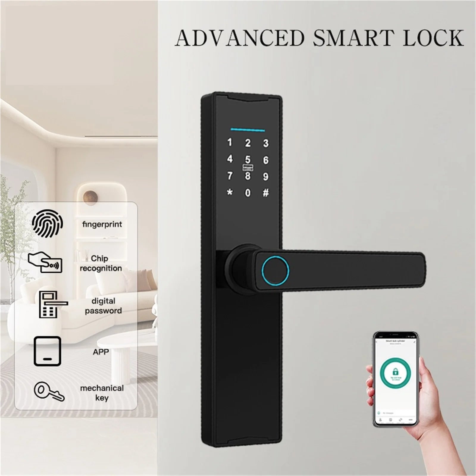 Smart Door Lock Digital Electronic Lock Smart Home Wooden Door Lock Biometric Fingerprint ,Easy to Install