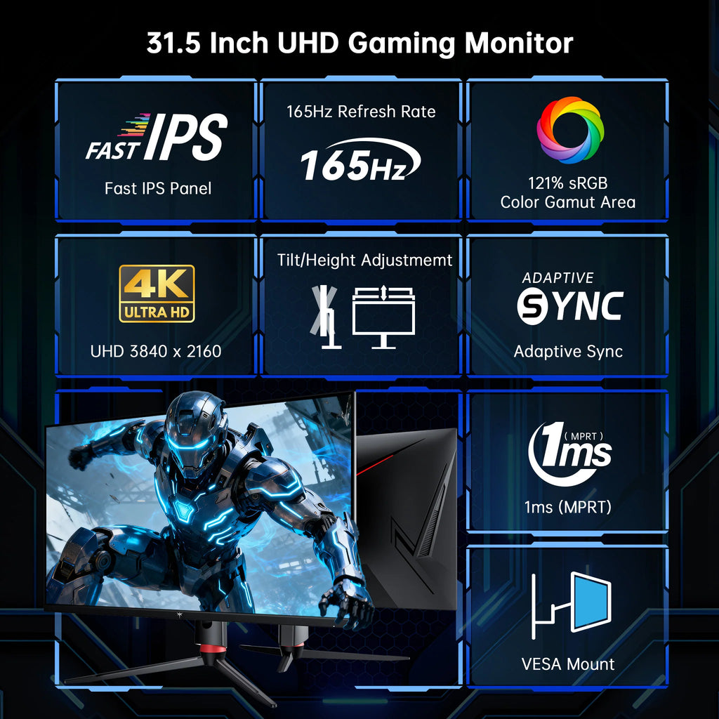 32" 4K 165Hz Gaming Monitor with Vesa Mount | H32P22P