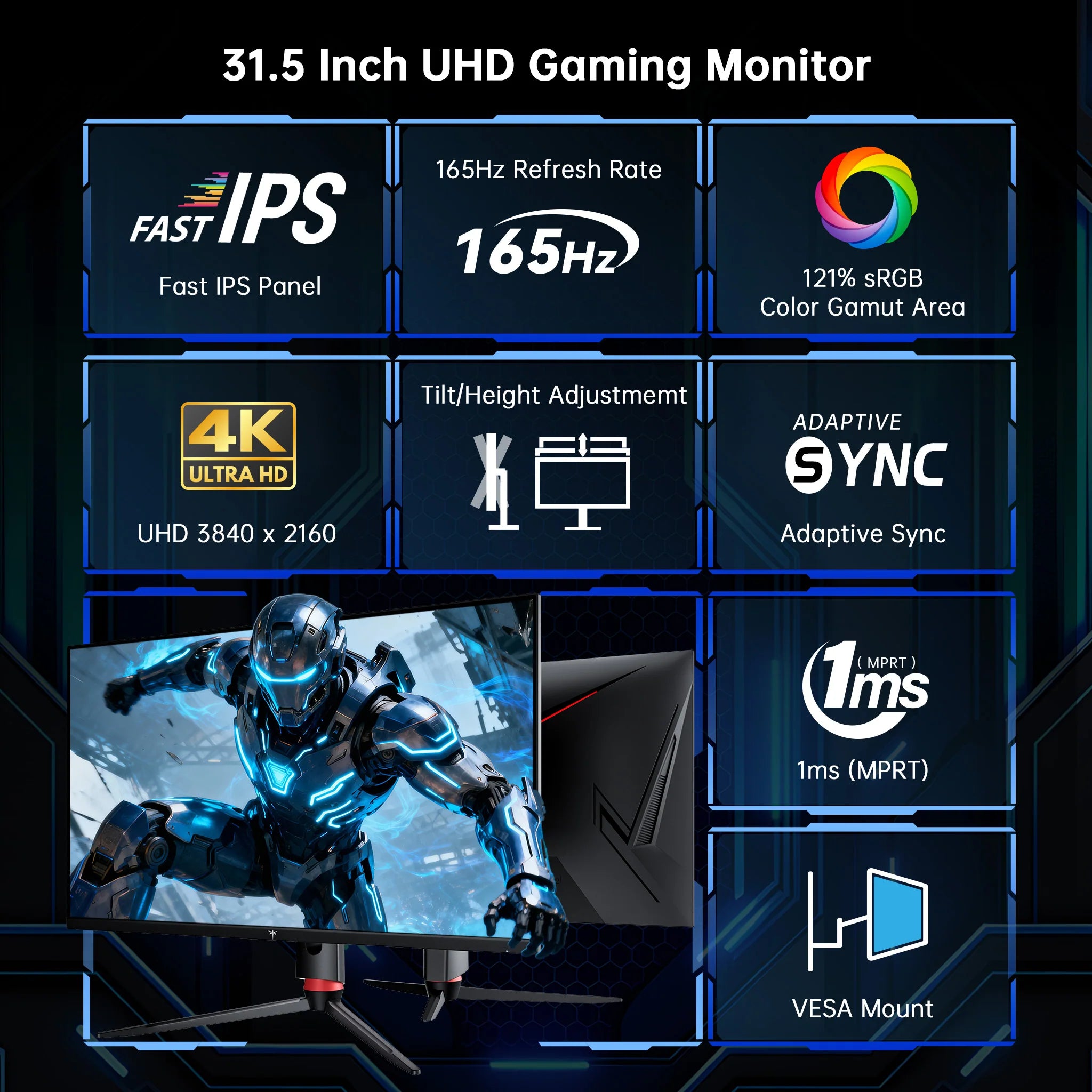 32" 4K 165Hz Gaming Monitor with Vesa Mount | H32P22P