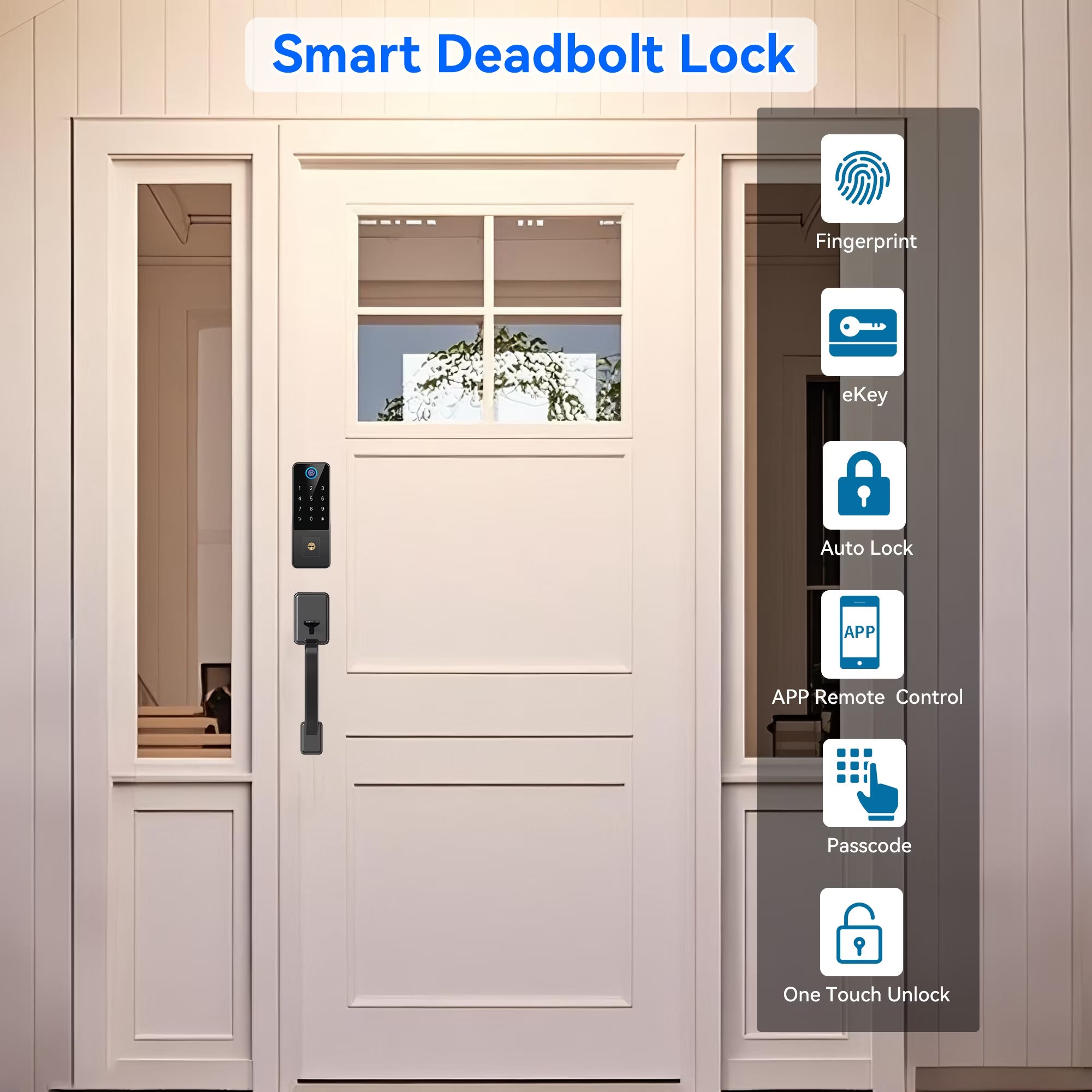 Smart Fingerprint Door Lock with Keypad – Keyless Entry Deadbolt for Front Door, Smart Door Locks for Front Door, App Control, Auto Lock,Easy Installation, Matte Black