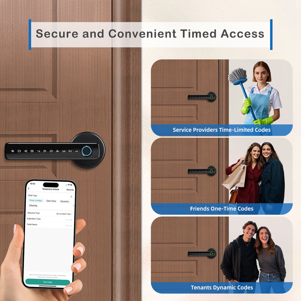 Smart Lock,Fingerprint Door Lock,Keyless Entry Door Lock with App Control,Smart Door Lock for Bedroom Home Office Apartment