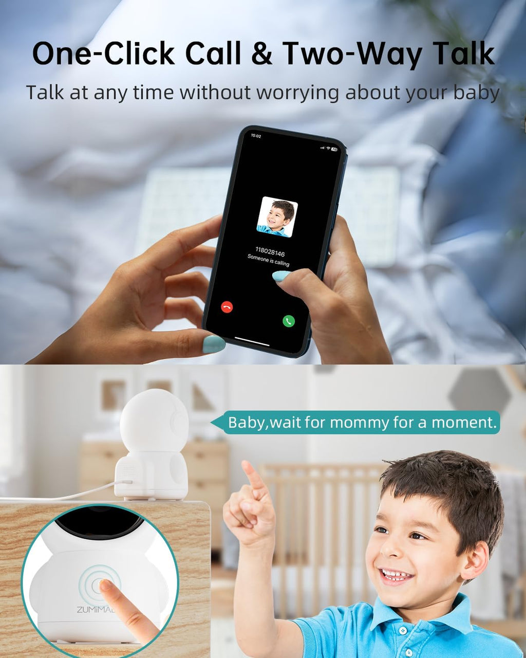 360° Indoor Security Camera, 3MP Baby Monitor Camera, 24/7 Recording Wired Security Camera, Security Cameras Wireless Outdoor with Magnetic Mount