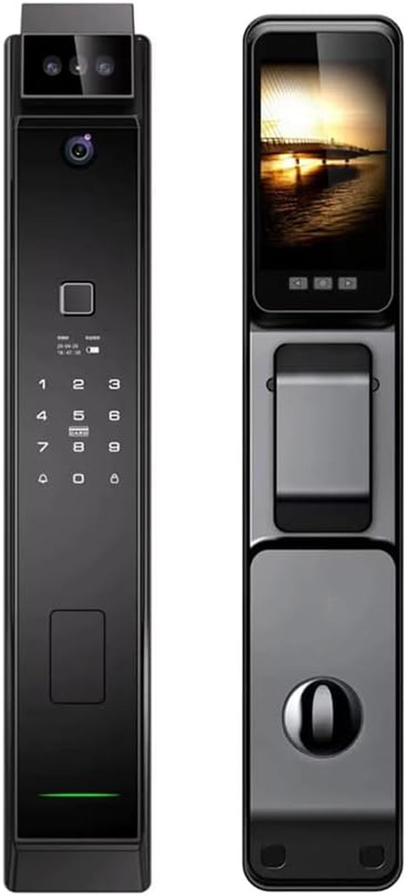 Smart Fingerprint Door Lock with Camera, 3D Face Recognition Keyless Entry Door Lock, Aluminum Alloy Biometric Smart Door Lock, 6 Unlock Mode for 40-120Mm Thickness Door, with 4200Mah Battery