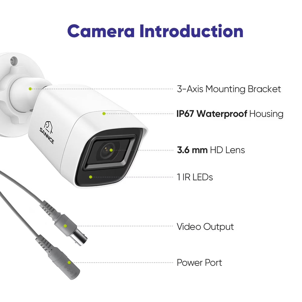 2PCS 2MP 1080P HD Security Surveillance System Camera Ir-Cut Night Vision Audio Recording Waterproof Housing Camera Kit
