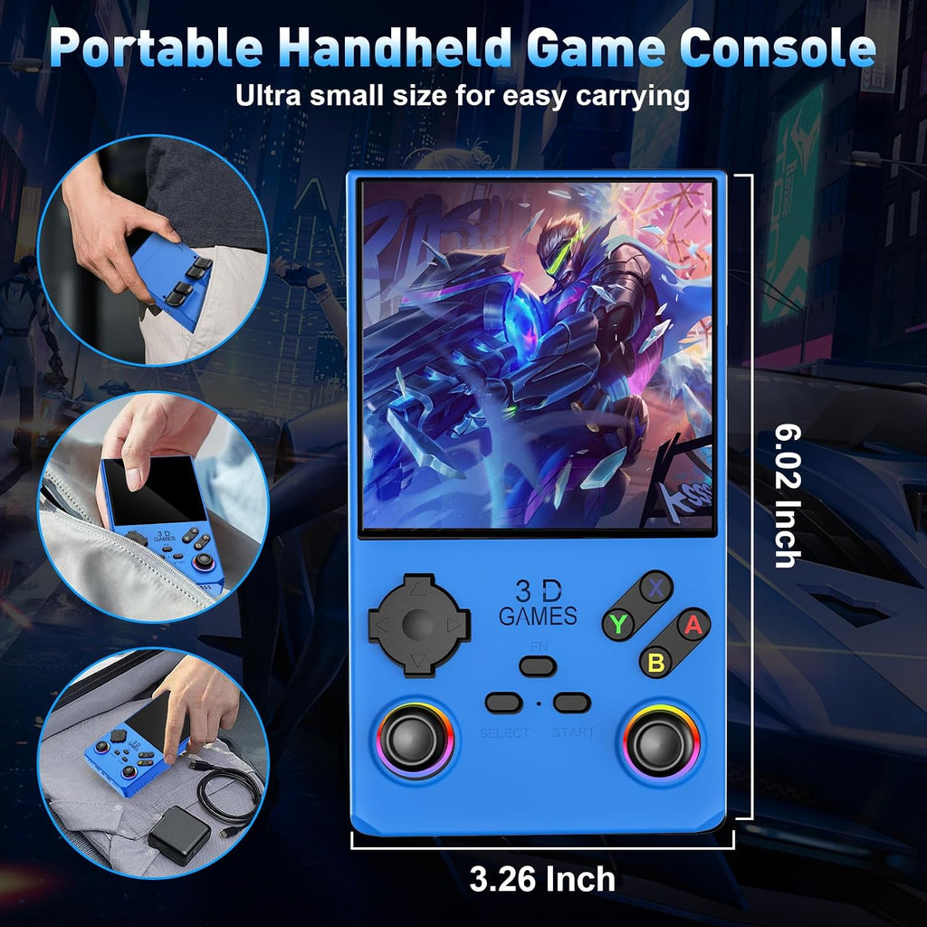 Hugawello R40 MAX Retro Handheld Game Console 4'' IPS 256GB 45 Emulators Linux [Blue]