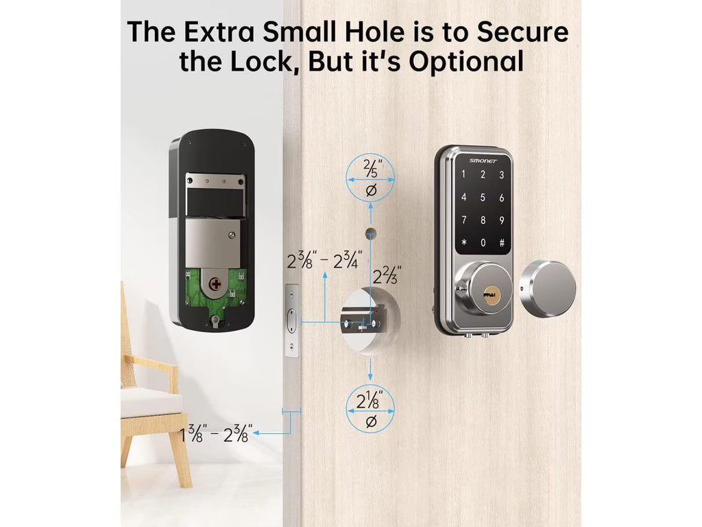 Smart Lock Front Door,  Keyless Entry Door Lock with Handle, Smart Front Door Lock Set Smart Deadbolt Bluetooth Electronic Digital Keypad Lock, Auto Lock Work with Alexa Silver